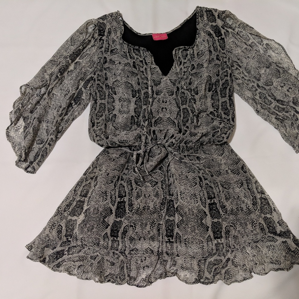 Love Shop Silk Reptile Print Boho Mini Dress